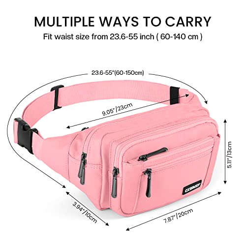 CXWMZY Fanny Packs For Women & Men Waist Pack Hip Bum Bag with Multi-Pockets Large Capacity Waterproof Casual Bum Bag for Disney Traveling Casual Cycling Running Hiking (Pink)