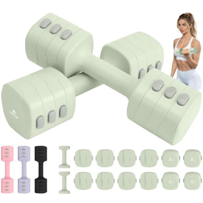 Abahub 2 in 1 Kettlebell & Dumbbell Set, Adjustable Dumbbell for Home Gym - color: Green