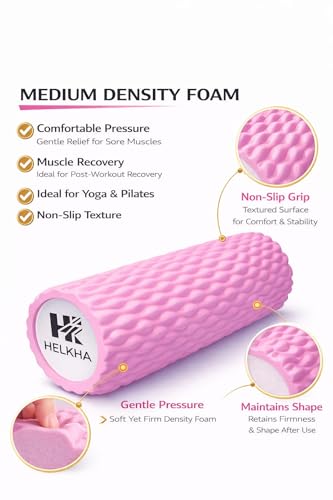 Pink Foam Roller-Medium Soft Density Muscle for Muscle Recovery, Yoga, Pilates & Physical Therapy