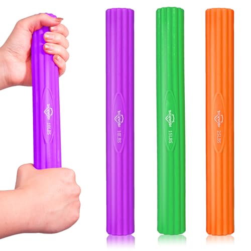 Flex Therapy Bar and Grip Strength Trainers set, Physical Therapy & Resistance Bar for Golfers Elbow, Tendinitis, Wrist,Forearms Pain, Improve Grip Strength and Relieve Pain - color: Purple/Green/Orange