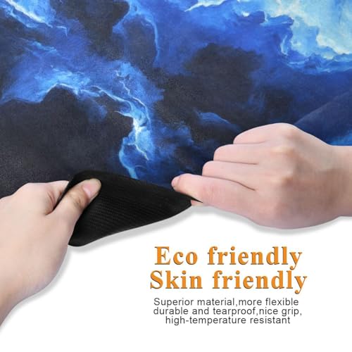 Kigai Travel Yoga Mat 71" x 24" Non Slip Natural Rubber Foldable Exercise Mat Ultra Thin 1.5mm Lightweight for Fitness, Pilates & Home Workout, Blue Lightning