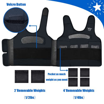 Weighted Vest for Kids Including 6 Removable Weights, (Small, Ages 2 to 5) - color: Navy Blue, size: Small