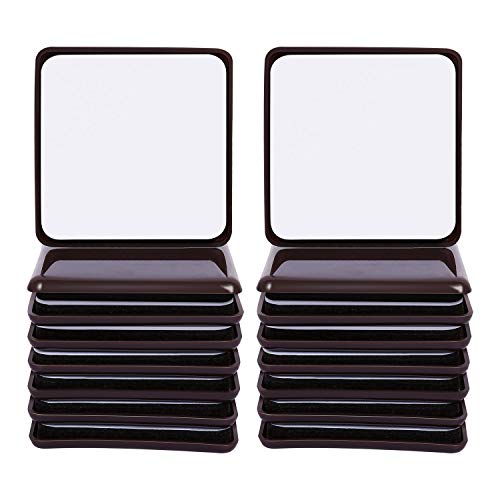 Ezprotekt Furniture Sliders for Carpet, 16 Pcs Self-Stick Furniture Movers Sliders for Carpet, 2.5 inch Square Self-Adhesive Furniture Moving Pads, Furniture Glides for Chair Table Desk (Brown) - color: Brown, size: 2.5" x 2.5"