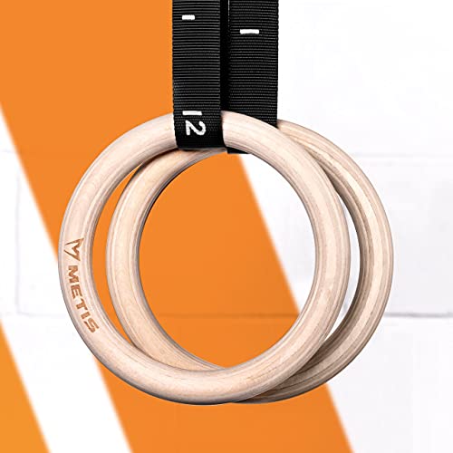 METIS Wooden Gym Rings [Pair] - Gymnastics Equipment for Calisthenics & Crossfit | Pair of Wooden Rings for Home Gym Equipment | Olympic Gymnastics Rings