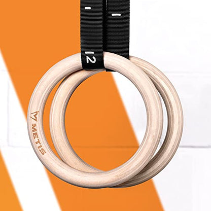METIS Wooden Gym Rings [Pair] - Gymnastics Equipment for Calisthenics & Crossfit | Pair of Wooden Rings for Home Gym Equipment | Olympic Gymnastics Rings