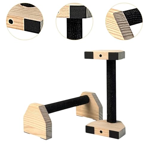 2 Pieces Push Up Bar Wooden Ergonomic Non Slip Handles Sturdy Stand Parallette Equipment Suitable for Adults Men Women Indoor