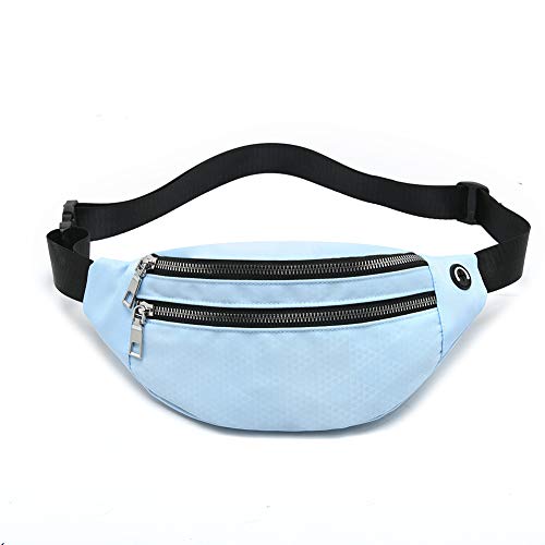 MOCE Waist Bag Fanny Pack for Men & Women Fashion Water Resistant Hip Bum Bag with Adjustable Belt for Travel Hiking Running Outdoor Sports.(Light Blue02) - color: T-Light blue