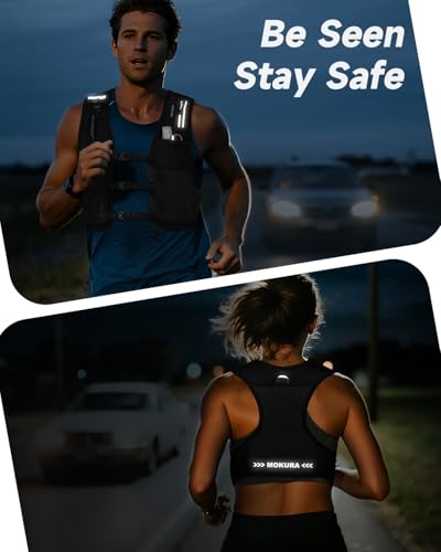 Running Vest for Women Men, Lightweight Hydration Vest with 500ML Soft Flask & Phone Holder, Reflective Running Backpack, Adjustable Run Pack Water Bottle, Runner Marathon Essentials