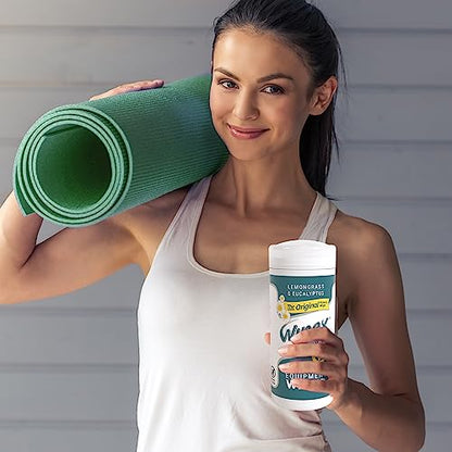 Wipex Fitness Equipment Wipes - EWG Verified - 50 Ct Original Natural Plant Based Gym Wipes for Equipment, Clean Surfaces at Home or Gym, Use as a Yoga Mat Cleaner, Lemongrass, Eucalyptus & Vinegar