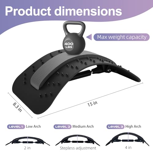 YAJIACLONE Back Stretcher for Lower Back, Adjustable Lumbar Support Board, Manual Spine Stretch Tool for Daily Use, Portable Device (Not a Massage Device)