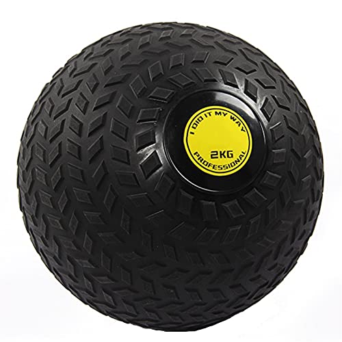 Medicine Ball Black Slam Ball Weighted Ball Core Muscle Cardio Workout - Easy to Grip Tread - Heavy Duty PVC Shell (Size : 2kg/4.4lb) - size: 2kg/4.4lb
