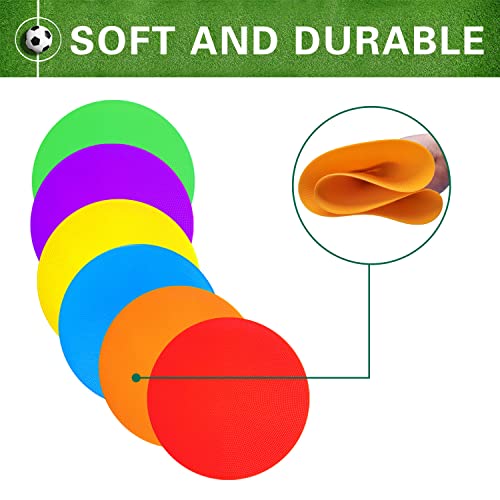 Poly Spot Markers 4 inch/9 inch Non-Slip Rubber Agility Training Markers Floor Dots Flat Field Cones for Football, Soccer, Basketball, School Exercise Drills, Dance Practice - style: 9 inch 12 Pcs (TPE)