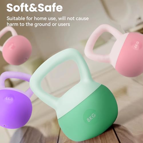 Soft Kettlebell for Women, Home Gym Weights, Available in 4kg, 6kg, 8kg for Yoga, Pilates & Full-Body Training - color: 6 KG