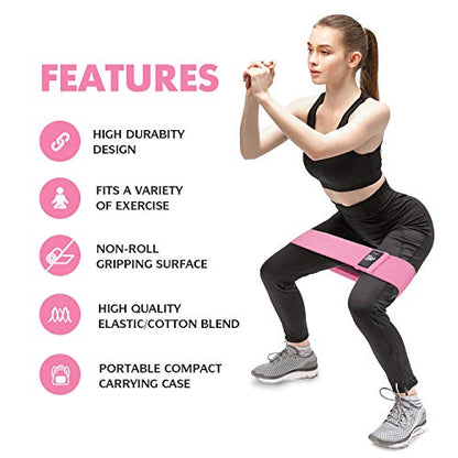 Resistance Bands Set, Exercise Bands with Non-Slip Design for HIPS & Glutes, 3 Levels Workout Bands for Women and Men, Booty Bands for Home Fitness, Yoga, Pilates