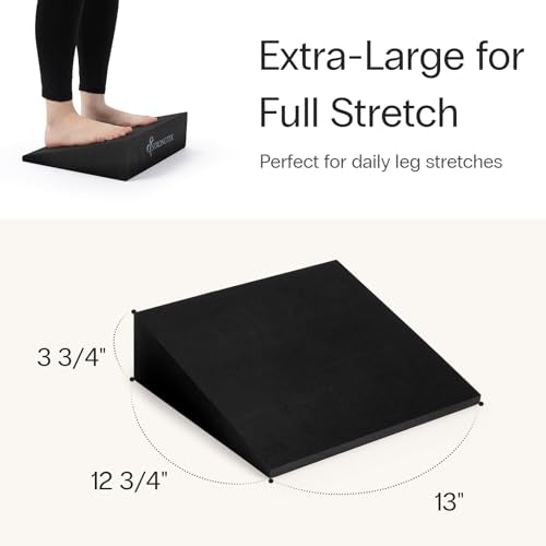 StrongTek XL Foam Yoga Wedge Blocks, Black, Set of 2, 16.5° Incline, 13" × 12.75" × 3.75", for Yoga, Stretching, Squats & Physical Therapy