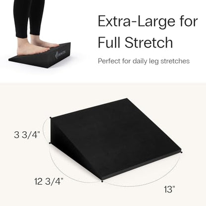 StrongTek XL Foam Yoga Wedge Blocks, Black, Set of 2, 16.5° Incline, 13" × 12.75" × 3.75", for Yoga, Stretching, Squats & Physical Therapy