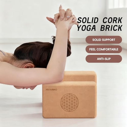 Cork Yoga Block, High Density Non-Slip Support Blocks for Balance, Dance, Pilates, Fitness Training
