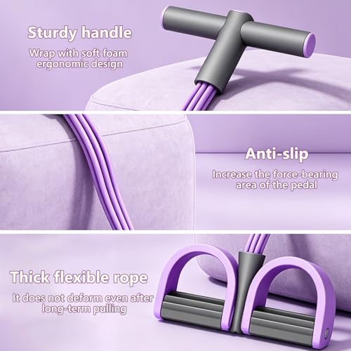 Pedal Resistance Band with Handle,4/6/8 Resistance Levels Elastic Pull Rope, Portable Fitness Bands for Leg Butt Training, Home Gym, Yoga, Pilates