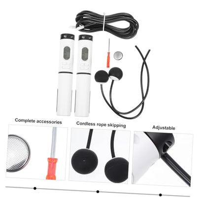 FOMIYES Weighted Ropeless Jump Rope with Digital Counter, Adjustable Indoor Fitness Skipping Rope for Workout and Weight Loss, 1 Handle with Steel Wire and Ball, Cordless Exercise