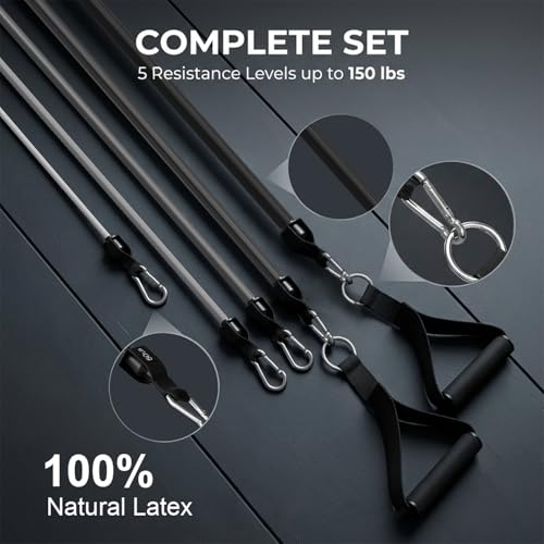 VEICK Resistance Bands Set - Exercise Equipment with Handles, Ankle Straps & Door Anchor for Home Gym, Shoulder Chest Leg Rowing Golf Cable Workout