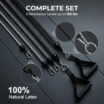 VEICK Resistance Bands Set - Exercise Equipment with Handles, Ankle Straps & Door Anchor for Home Gym, Shoulder Chest Leg Rowing Golf Cable Workout
