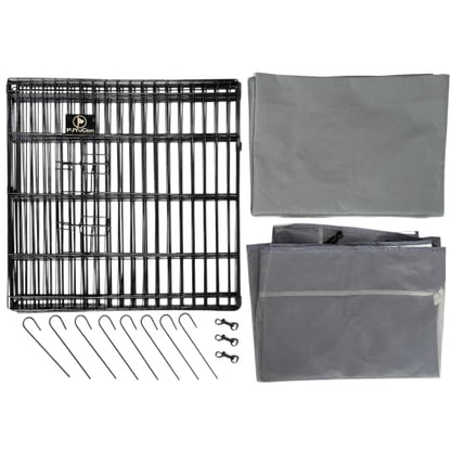 PJYuCien Puppy Playpen with Top Cover & Bottom Pad, 8 Panels 24" H, Gray - color: Gray, size: X-Small Pen: 24-Inch High
