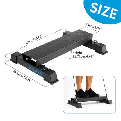 Steel Calf Raise Block – Heavy Duty Calf Stretch Platform for Seated & Standing Calf Raises, Calf Extension, Dumbbell Calf Raise & Leg Strength Training Equipment for Home Gym - color: BLACK-High（elastic band）