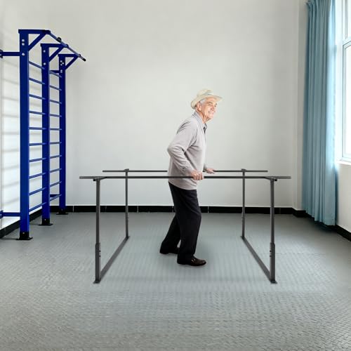 Physical Therapy Parallel Bars - 7FT/213cm Walking Assist Bars with Adjustable Height and Width, Home Gym Parallel Bars Workout Dip Stnads for Strength Training Fitness - color: Black