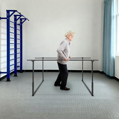 Physical Therapy Parallel Bars - 7FT/213cm Walking Assist Bars with Adjustable Height and Width, Home Gym Parallel Bars Workout Dip Stnads for Strength Training Fitness - color: Black