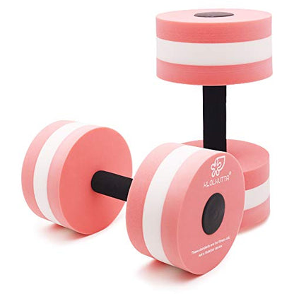 Water Dumbbells, Pool Weights for Water Exercise, 2 Pcs Aquatic Barbells - color: Pink