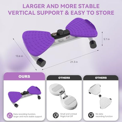 renZEC Waist Twister Machine, Adjustable Exercise Twist Board for Women Men, Noiseless Ab Twister for Home Gym Equipment, 330 lbs Capacity | Track Time, Reps, Calories with Digital Display - color: Purple