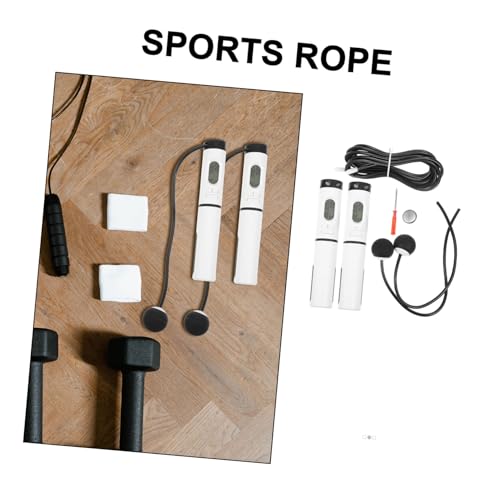 Smart Cordless Jump Rope with Digital Counter, Ropeless Skipping Rope for Indoor Fitness Workout, Adjustable Weighted Handle for Men and Women Exercise Training