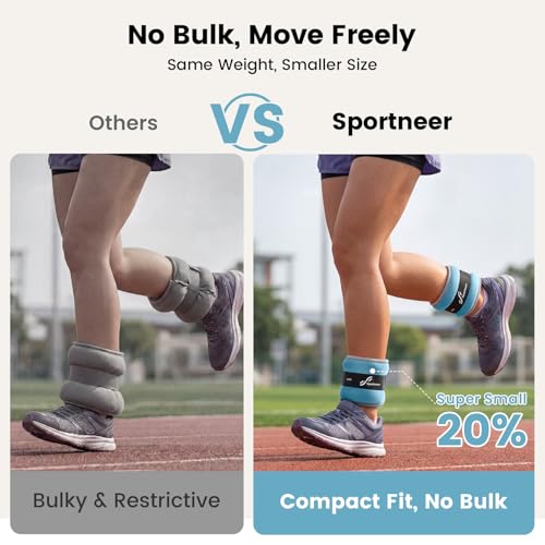 Sportneer Ankle Wrist Weights for Women Men, Pair of 1/2/4/6/10 LB Wearable Leg Arm Weights for Walking, Running, Pilates, Strength Training, Physical Therapy & Home Fitness