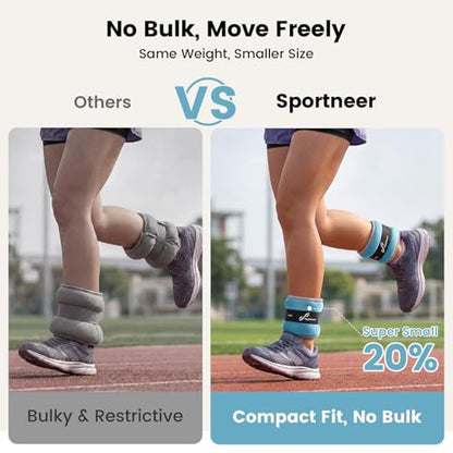 Sportneer Ankle Wrist Weights for Women Men, Pair of 1/2/4/6/10 LB Wearable Leg Arm Weights for Walking, Running, Pilates, Strength Training, Physical Therapy & Home Fitness