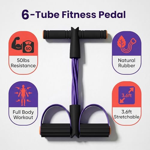 Pedal Resistance Bands with Handles, Multifunction Tension Rope for Arm, Leg, Waist and Shoulder Training