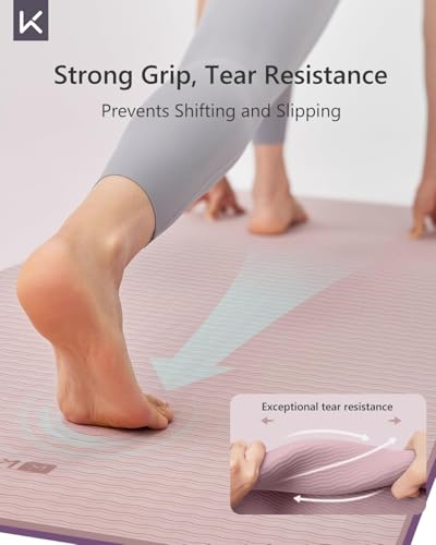 KEEP Yoga Mat 7mm Thick Non Slip - Extra Cushion TPE Exercise Mat for Home Workout & Pilates, Eco Friendly Knee Protection, 72"x24" Large Fitness Mat with Carrying Strap