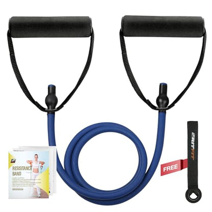 RitFit Single Resistance Exercise Band with Comfortable Handles - Ideal for Physical Therapy, Strength Training, Muscle Toning - Foam Padding Door Anchor and Starter Guide Included - size: 20-25lbs