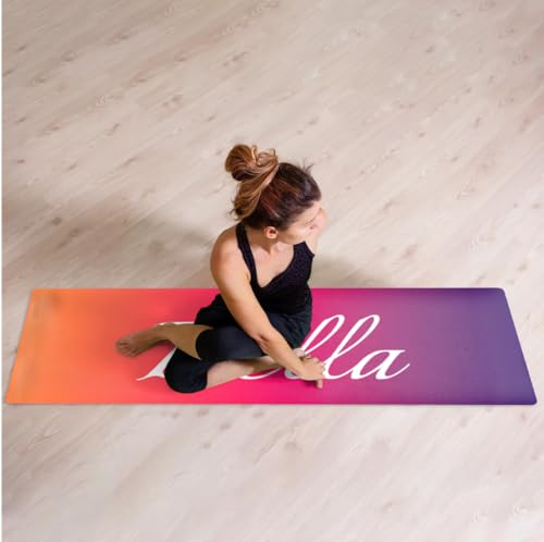 Custom Name Yoga Mat,Personalized Travel Yoga Exercise Mat,Non Slip,Perfect for Kids & Adults,Gradient Color D Series - color: Style 20