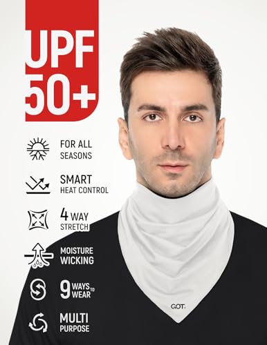 UPF 50+ Cooling Bandana for Men & Women - Thermoregulation, Moisture-Wicking, Sun Protection Bandana Neck Wraps - color: White