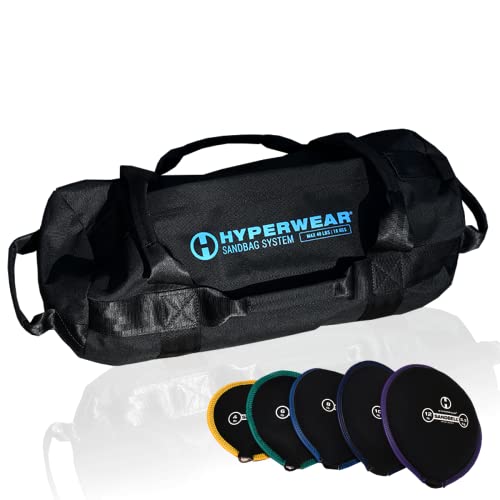HYPERWEAR Adjustable Sandbag System, Heavy-Duty with Handles & Pre-Filled SandBell Filler Sandbags (25, 40, 80, 160 lbs)