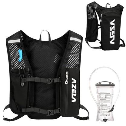 Running Water Bottles Flask BPA Free Leakproof Hydration Vest Packs Waist Belt Replacement for Triathlon Marathon Hiking Cycling Climbing Runner - color: #1 Black (7L) with a 1.5L White Water Bladder
