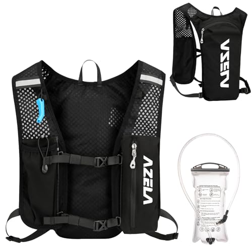 Running Water Bottles Flask BPA Free Leakproof Hydration Vest Packs Waist Belt Replacement for Triathlon Marathon Hiking Cycling Climbing Runner - color: #1 Black (7L) with a 1.5L White Water Bladder