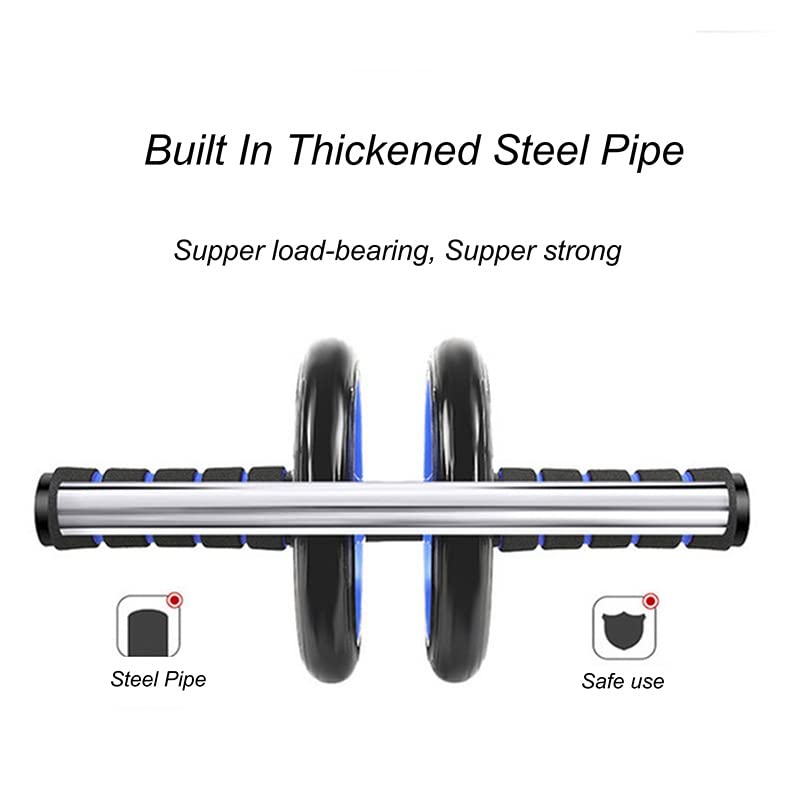 Ab Rolller Wheel Abdominal Exercise Roller - Classic Dual Wheel with Foam Handles - Includes Extra Thick Knee Pad(Blue) - size: Blue