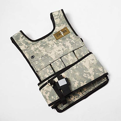 Cross101 Adjustable Camouflage Weighted Vest Without Shoulder Pads - size: 20 lb