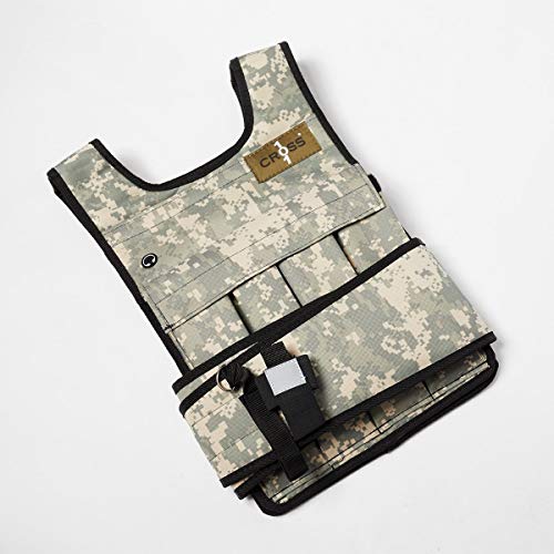 Cross101 Adjustable Camouflage Weighted Vest Without Shoulder Pads - size: 20 lb