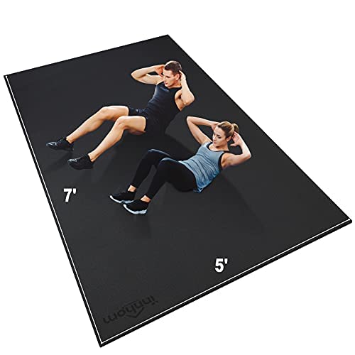 innhom Large Exercise Mat 7'x5'/8'x6'/9'x6'/10'x6' Workout Mat Gym Flooring for Home Gym Mats Exercise Mats for Home Workout Thick Floor Mat for Fitness - color: 7'x5'BLACK