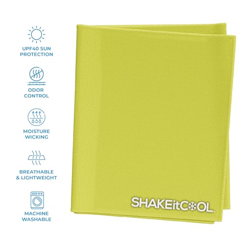 Extended Size Cooling Towel – Be Cool in Style - Heat Relief, Soft, Lightweight, Sun Protection, Easy Clean - Perfect for Biking, Hiking, Running, Yoga, Golf, Gardening - Safety Yellow M - color: Safety Yellow