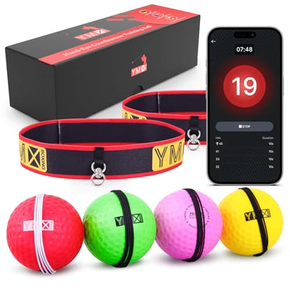 YMX BOXING® Ultimate Reflex Ball Set with App - 4 Balls & 2 Headband - color: Pink/Yellow/Red/Green