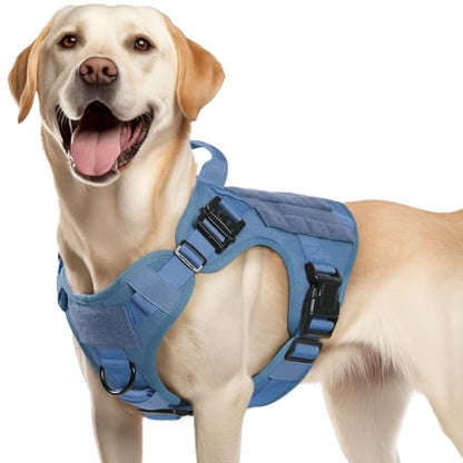 rabbitgoo Tactical Dog Harness for Medium, Heavy Duty Military No Pull Vest - color: Blue, size: Medium