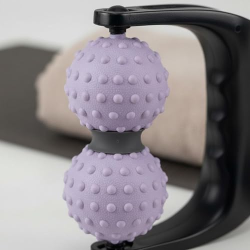Generic Double Ball Myofascial Release Handheld Massage Roller Deep Tissue Textured Body Roller for Stretching Users, Athletes, Home, Gym, Light Purple